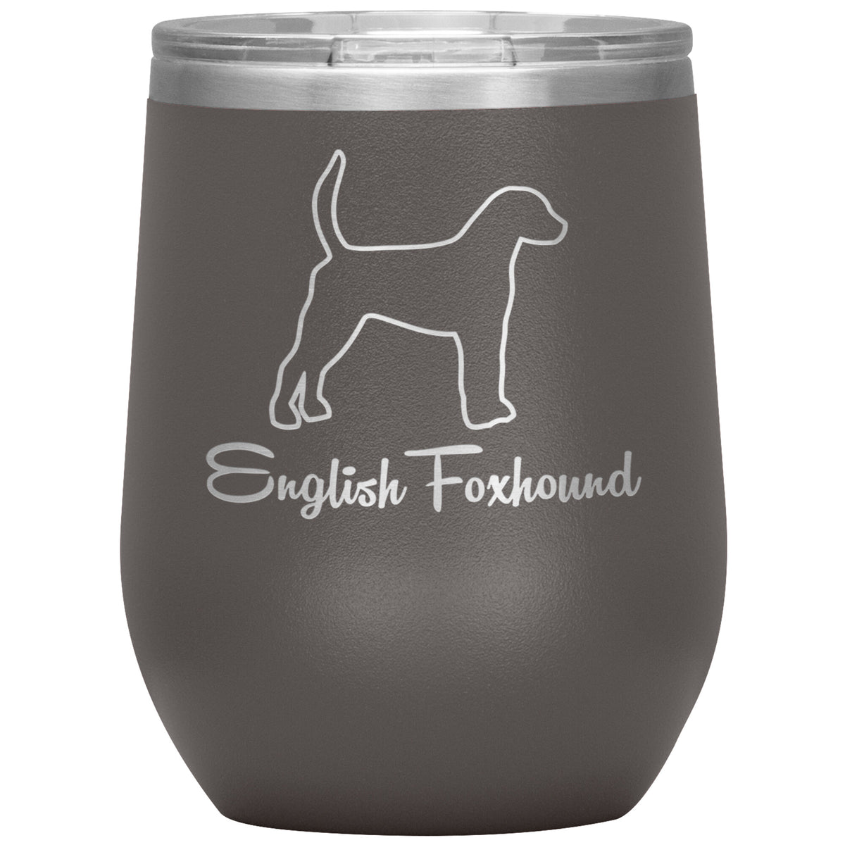 English Foxhound Dog Outlined Silhouette 12oz Wine Insulated Tumbler