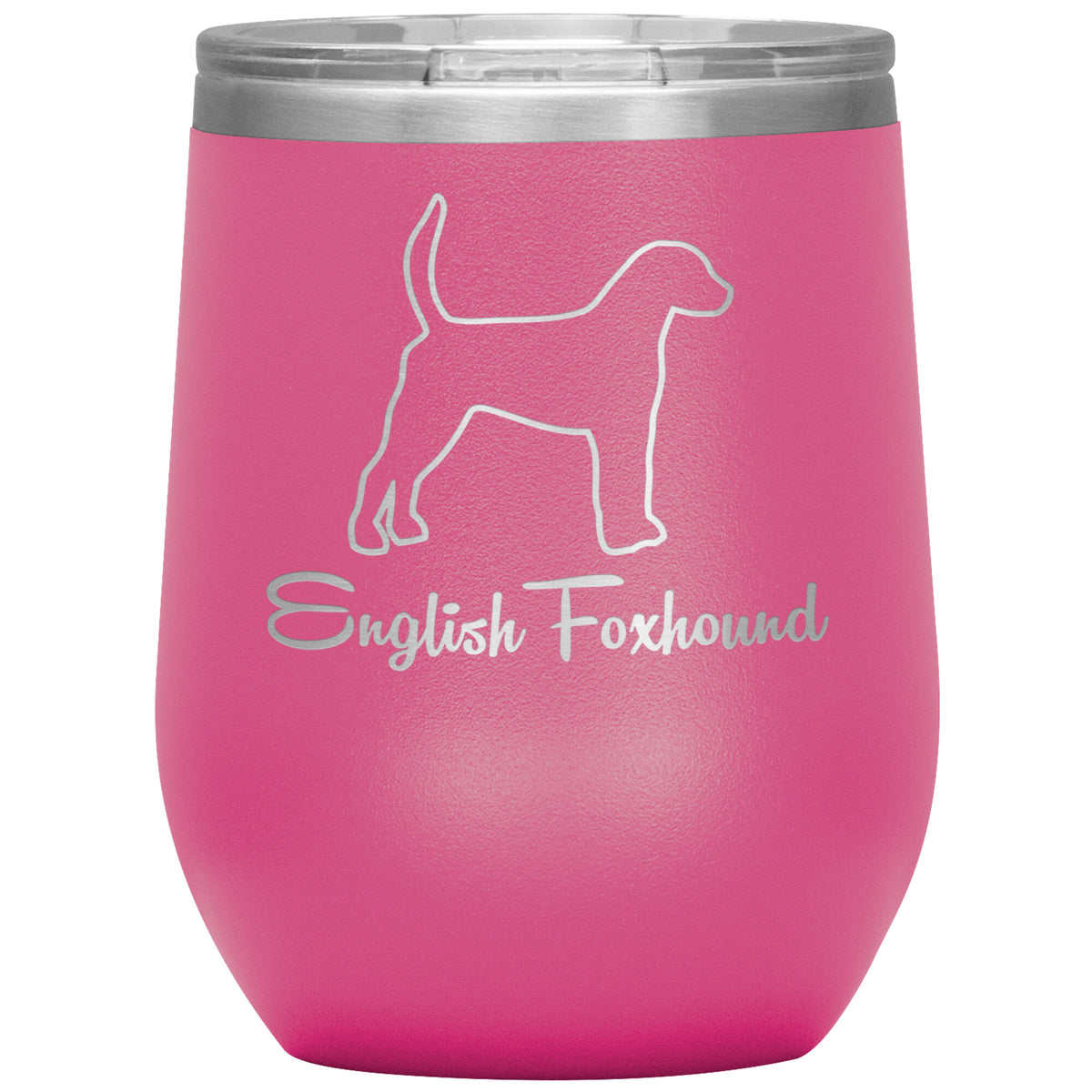 English Foxhound Dog Outlined Silhouette 12oz Wine Insulated Tumbler