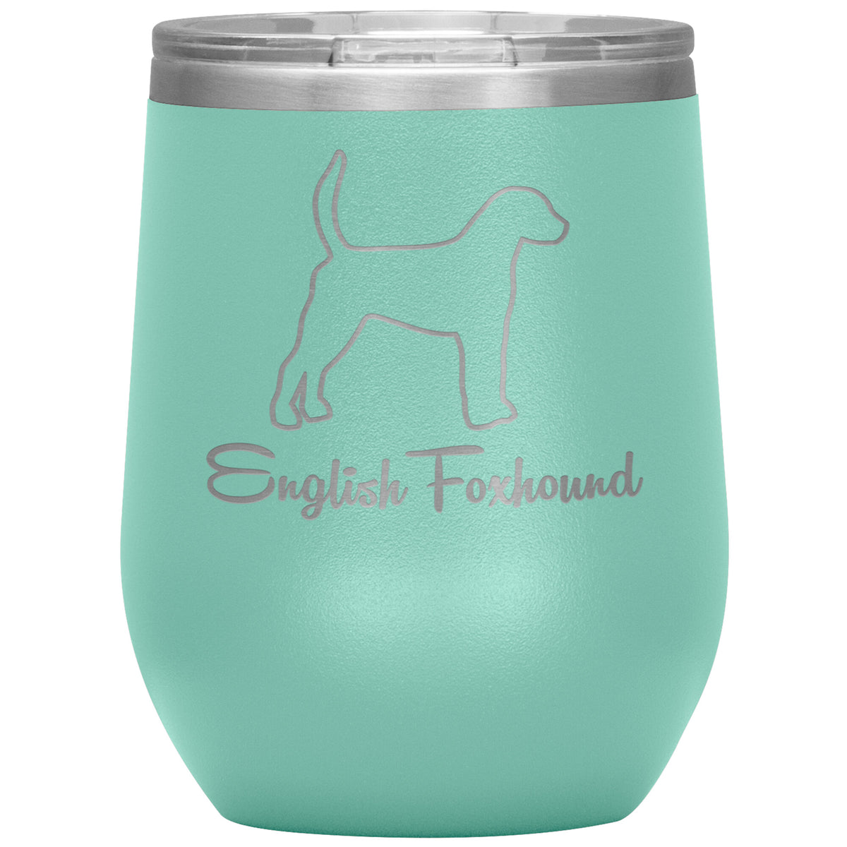 English Foxhound Dog Outlined Silhouette 12oz Wine Insulated Tumbler