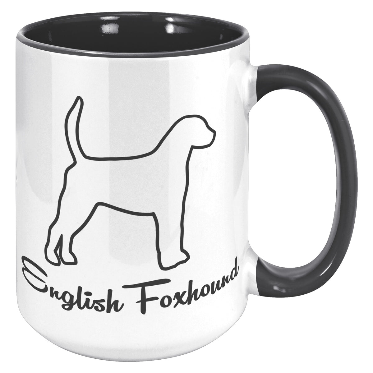 English Foxhound Dog Outlined Silhouette 15oz Accent Mug
