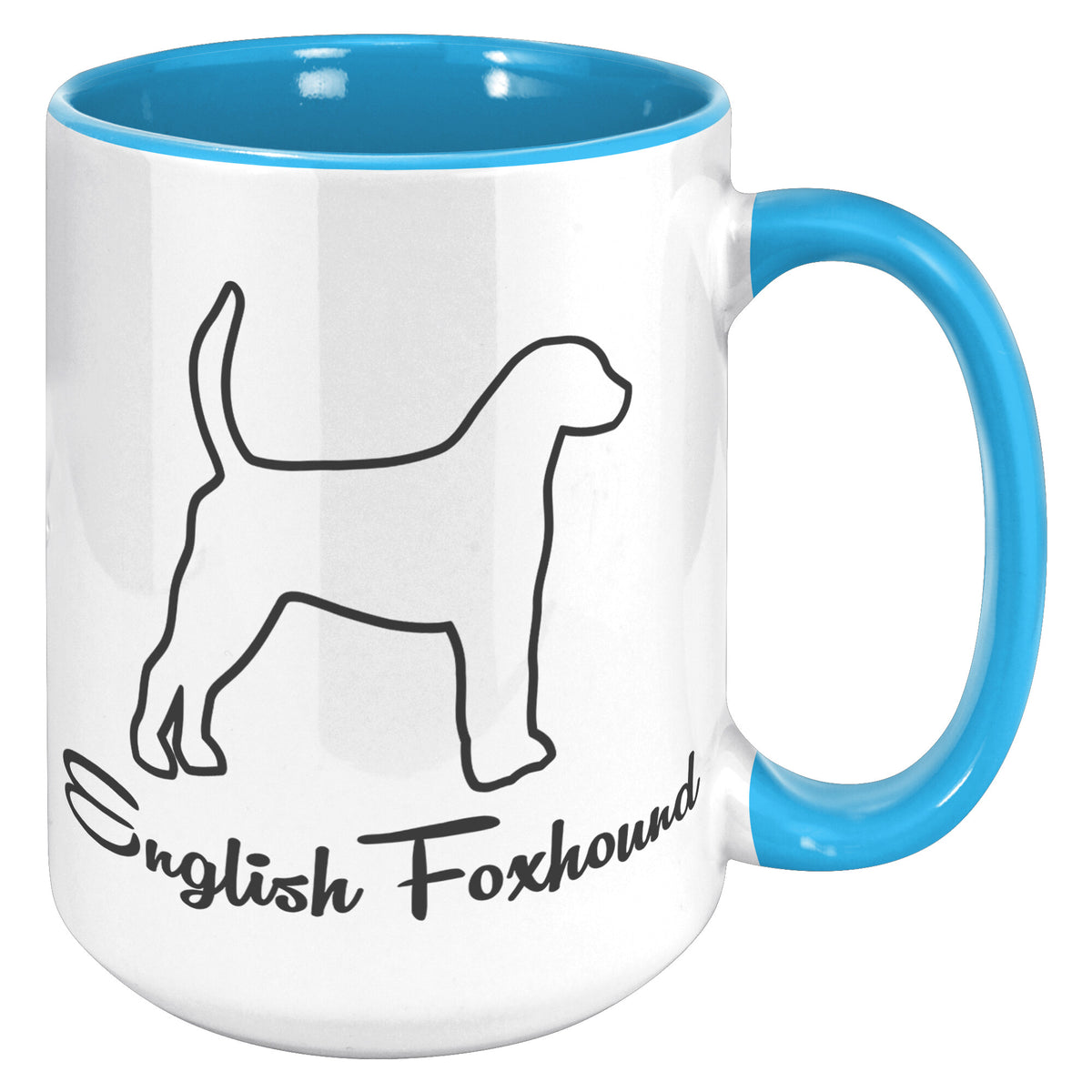 English Foxhound Dog Outlined Silhouette 15oz Accent Mug