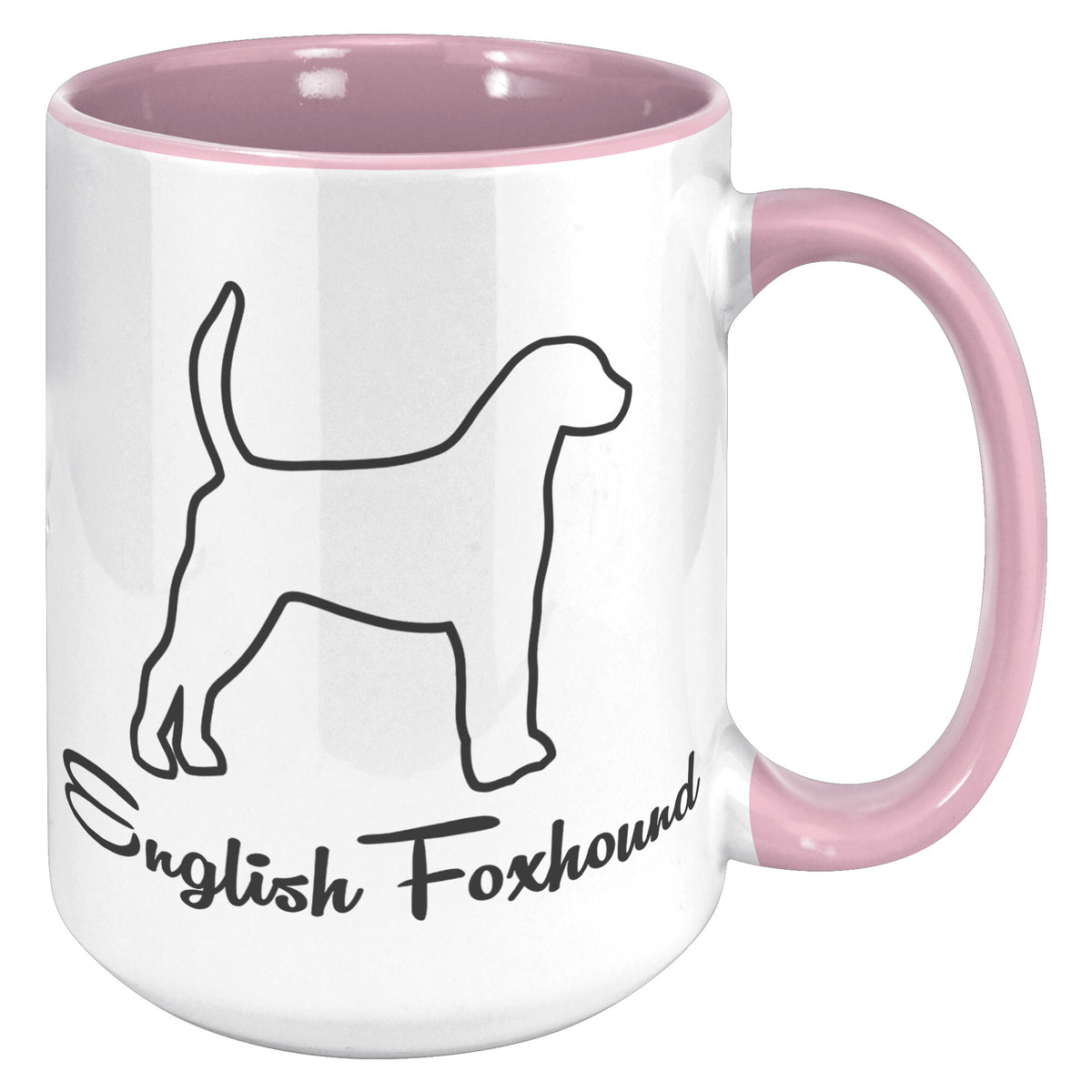 English Foxhound Dog Outlined Silhouette 15oz Accent Mug