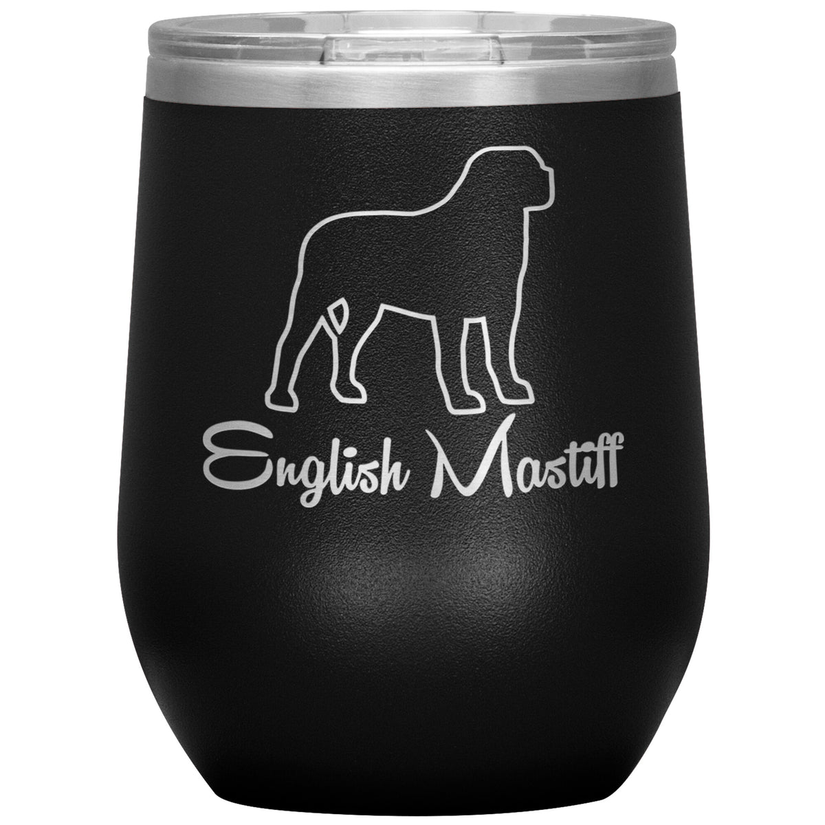 English Mastiff Dog Outlined Silhouette 12oz Wine Insulated Tumbler