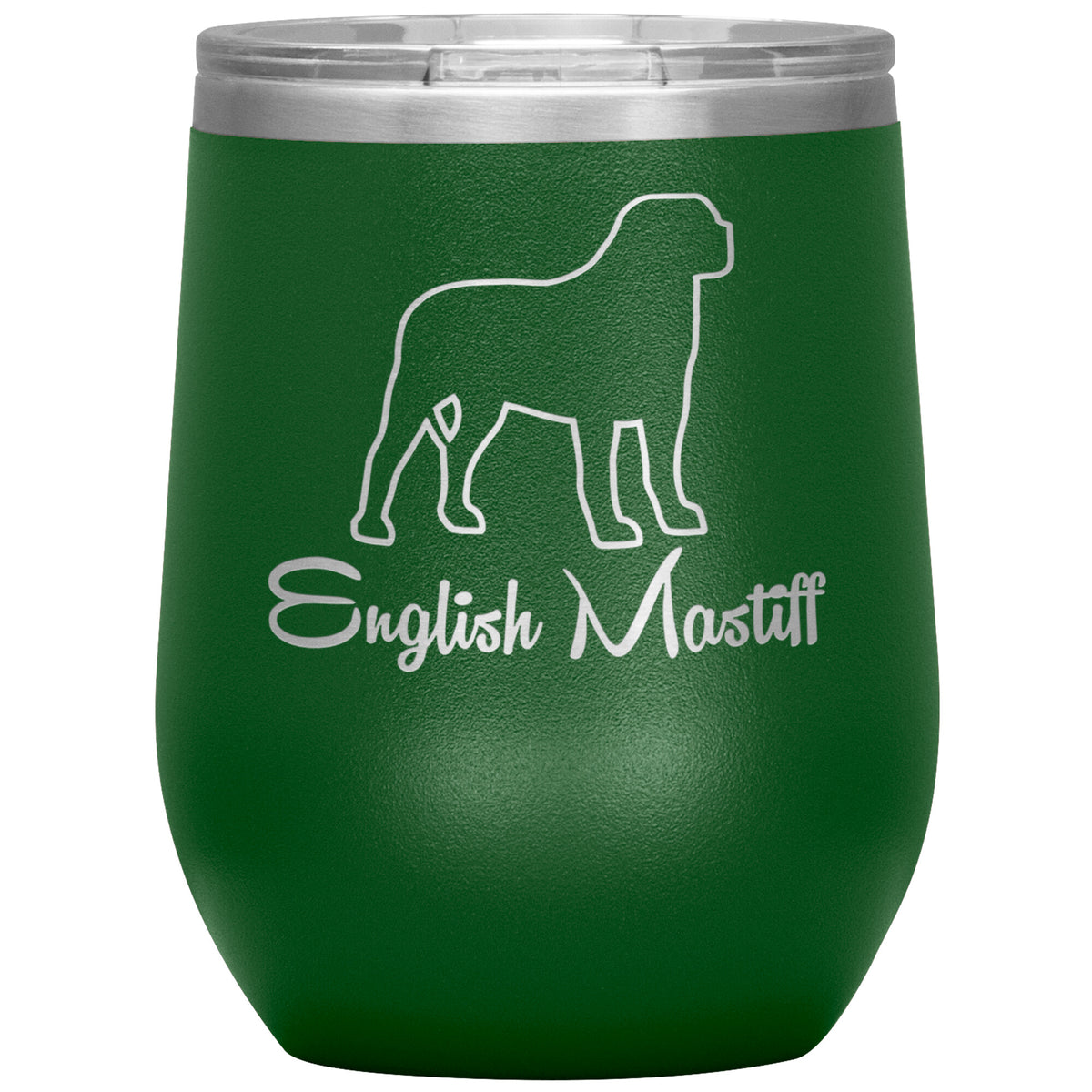 English Mastiff Dog Outlined Silhouette 12oz Wine Insulated Tumbler