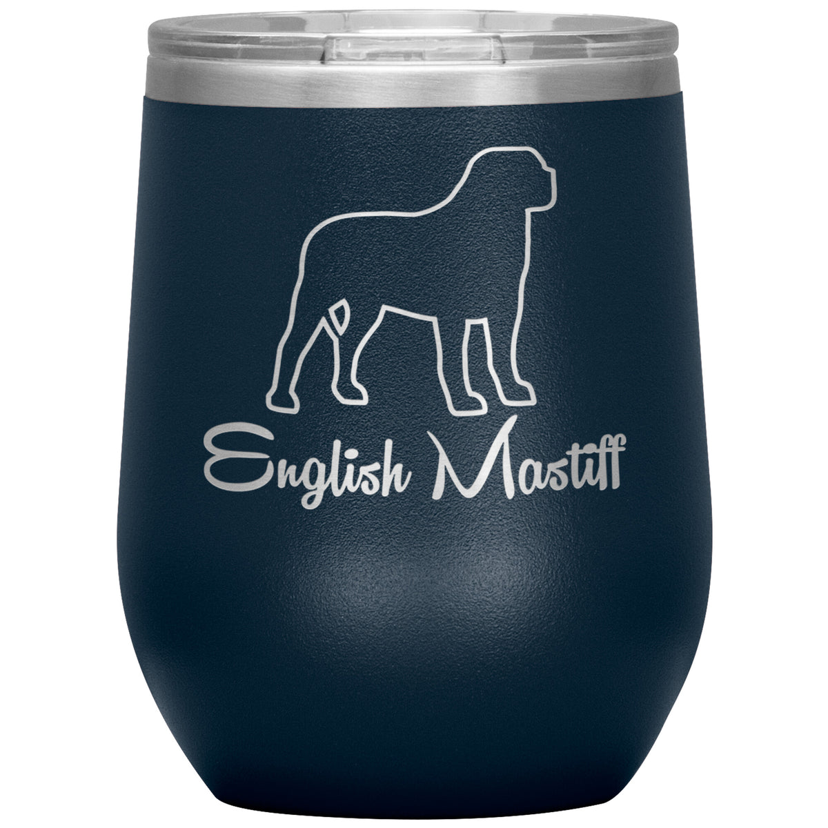 English Mastiff Dog Outlined Silhouette 12oz Wine Insulated Tumbler