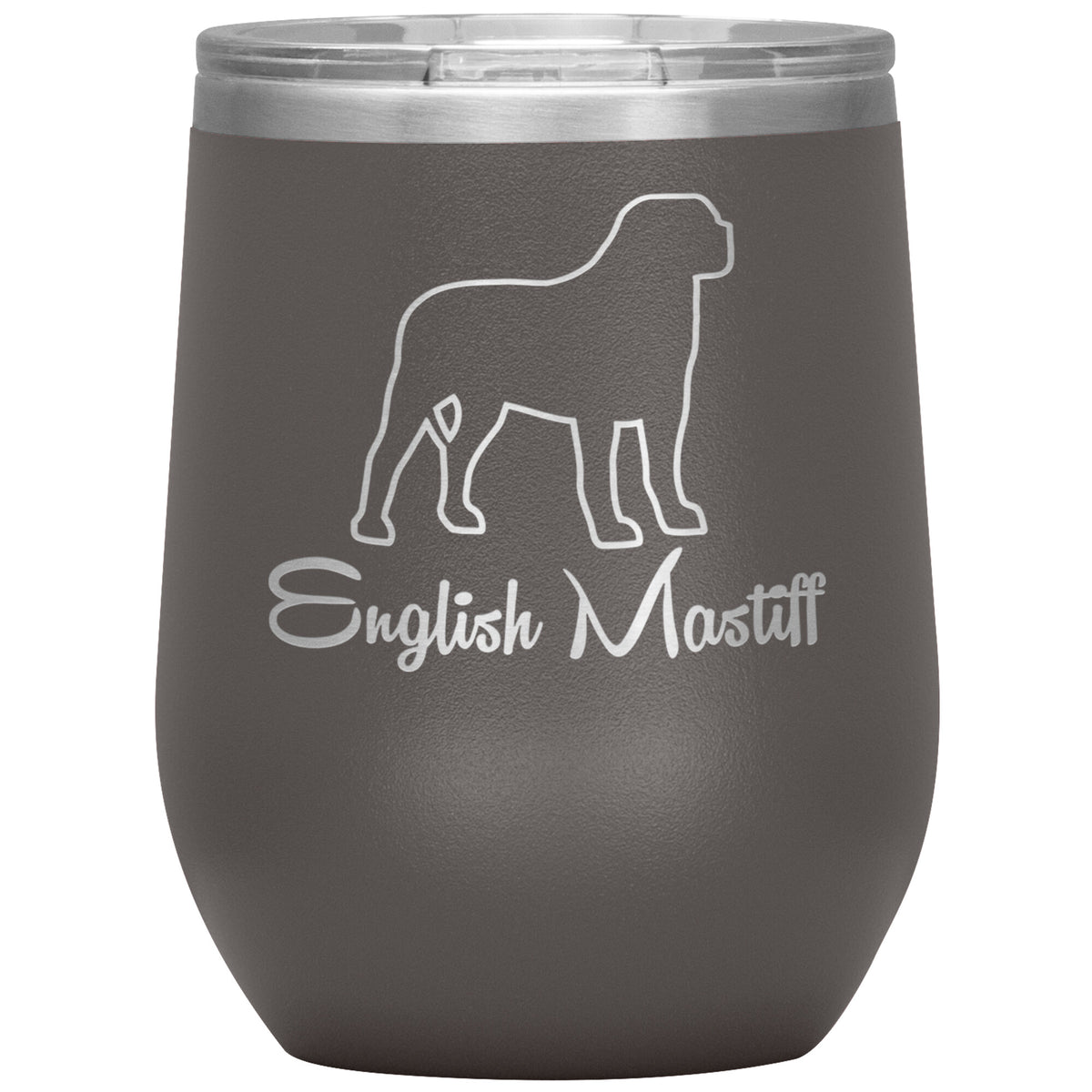 English Mastiff Dog Outlined Silhouette 12oz Wine Insulated Tumbler