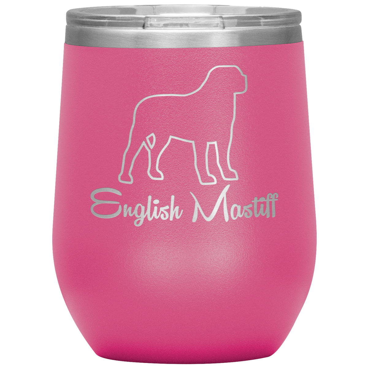English Mastiff Dog Outlined Silhouette 12oz Wine Insulated Tumbler