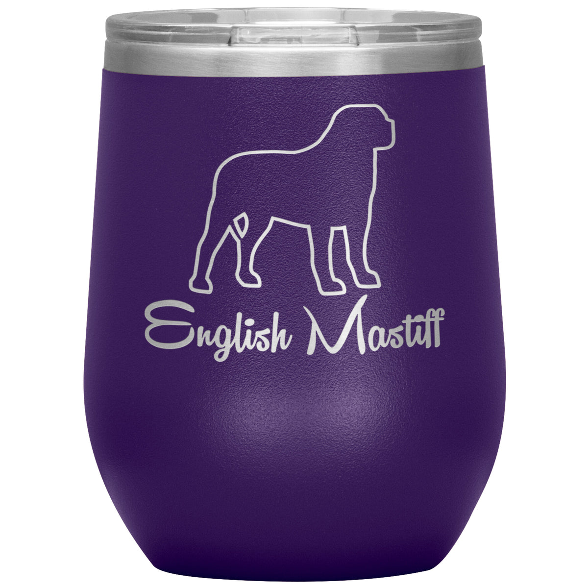 English Mastiff Dog Outlined Silhouette 12oz Wine Insulated Tumbler
