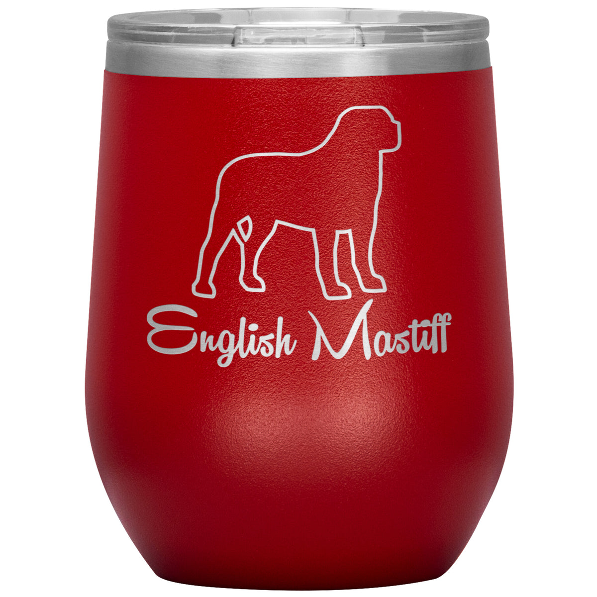 English Mastiff Dog Outlined Silhouette 12oz Wine Insulated Tumbler