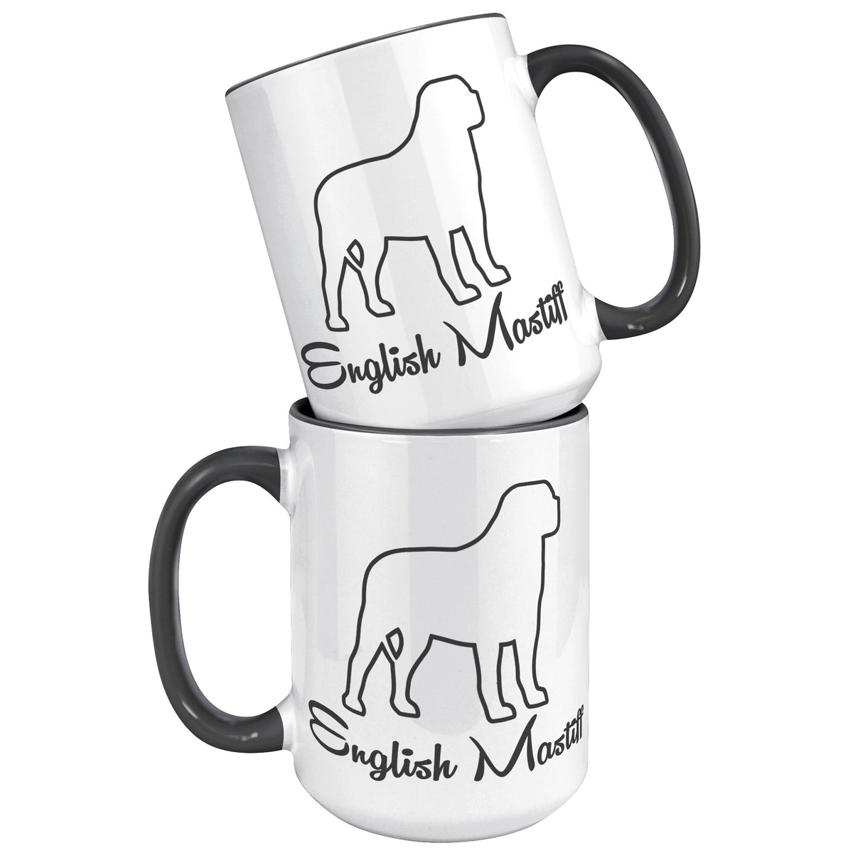 English Mastiff Dog Outlined Silhouette 15oz Accent Mug