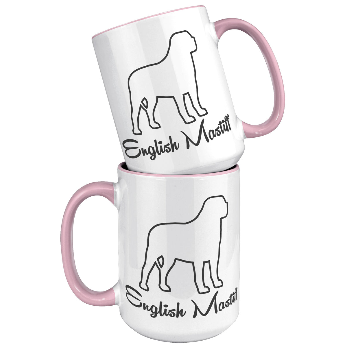 English Mastiff Dog Outlined Silhouette 15oz Accent Mug