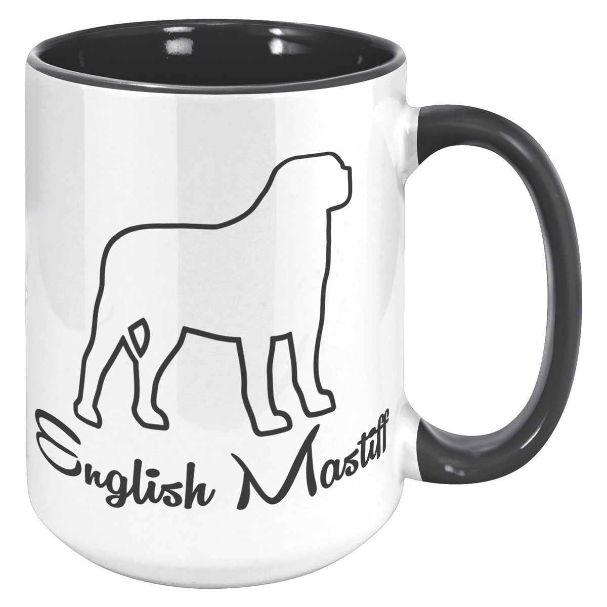 English Mastiff Dog Outlined Silhouette 15oz Accent Mug