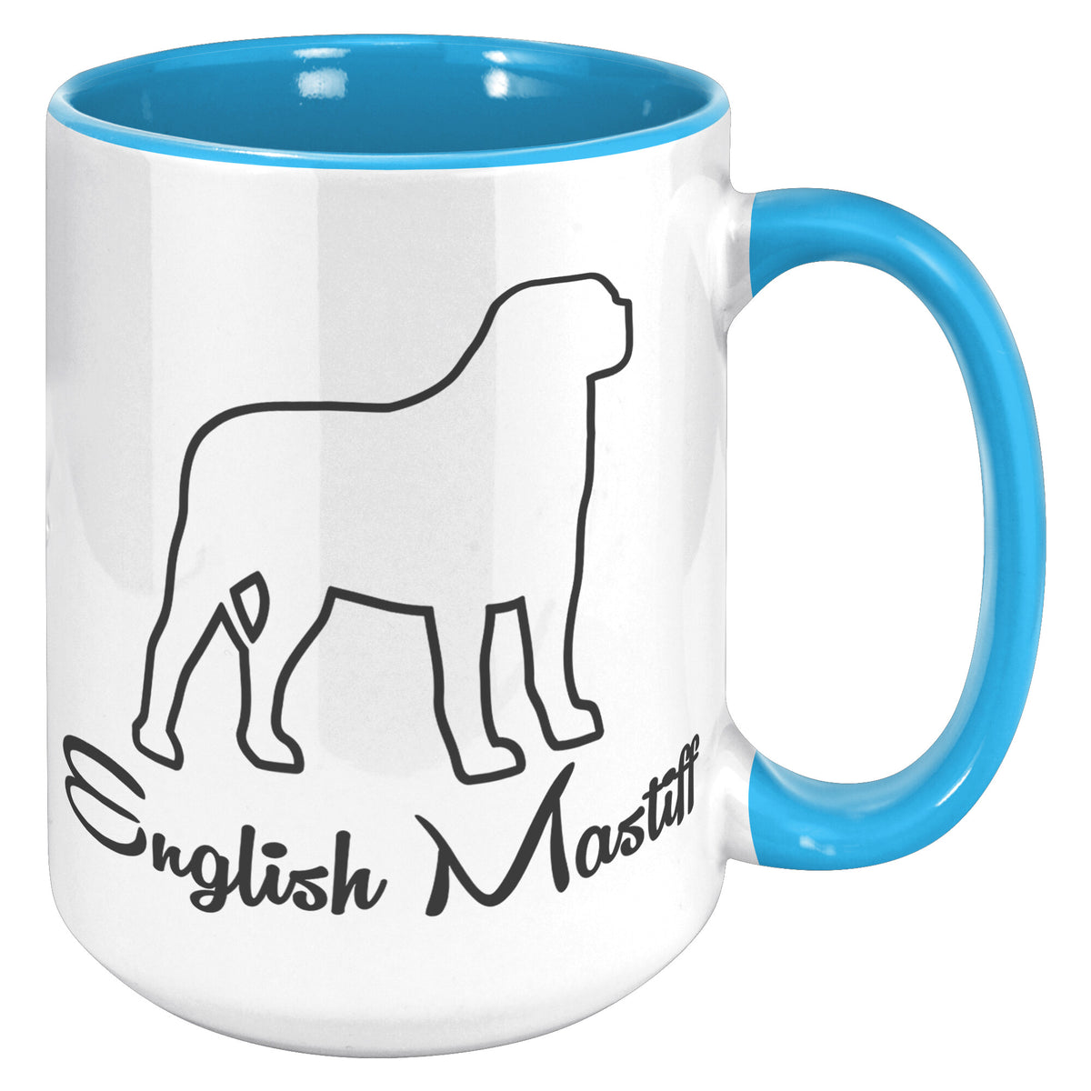 English Mastiff Dog Outlined Silhouette 15oz Accent Mug