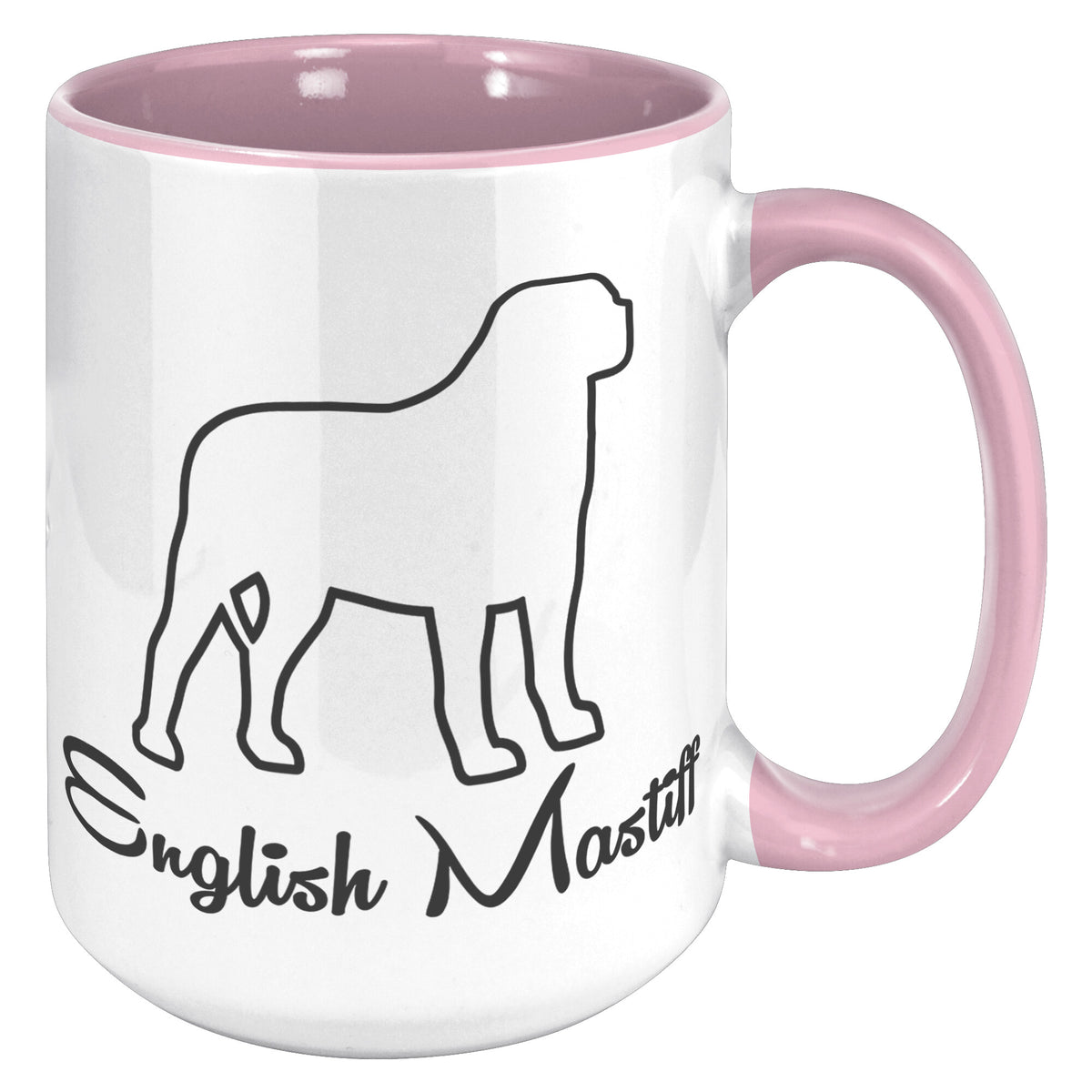 English Mastiff Dog Outlined Silhouette 15oz Accent Mug