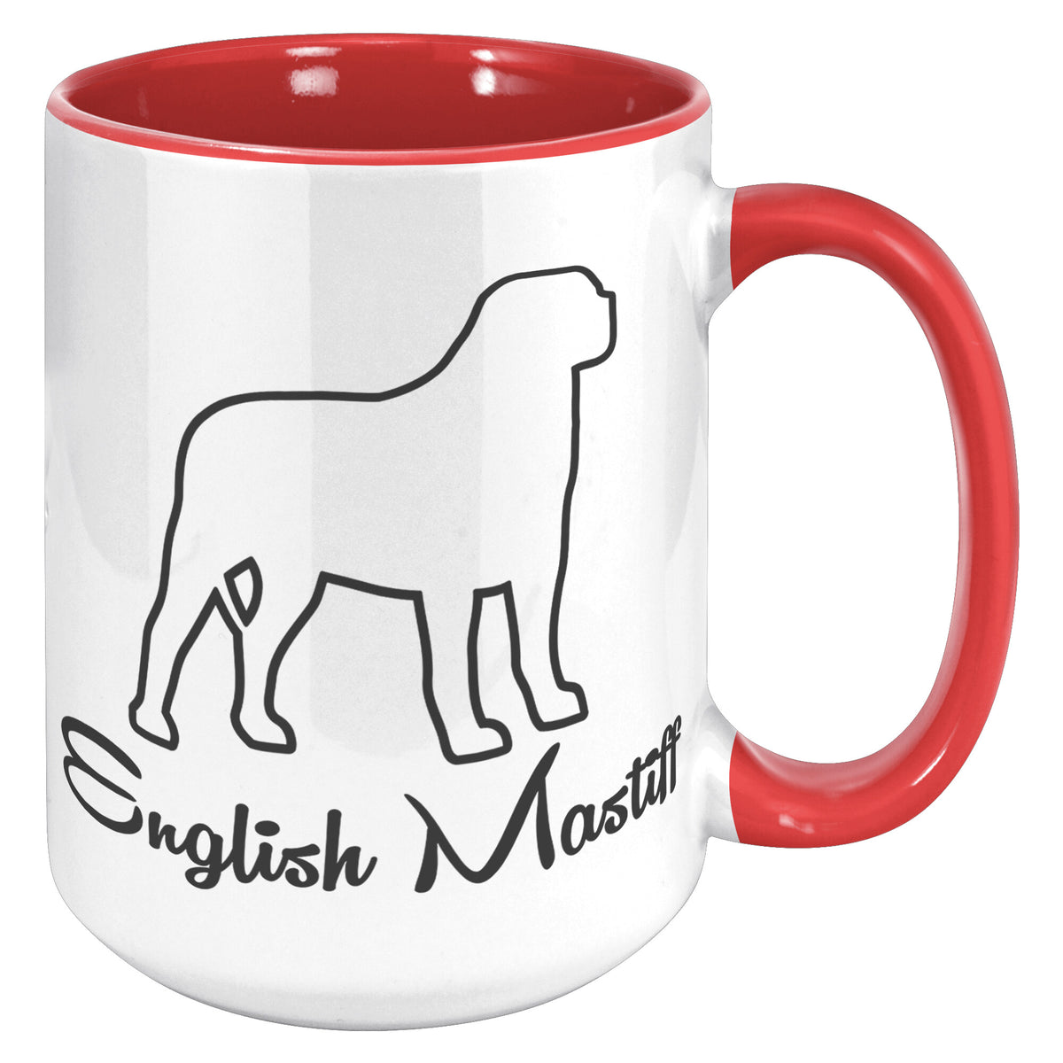 English Mastiff Dog Outlined Silhouette 15oz Accent Mug