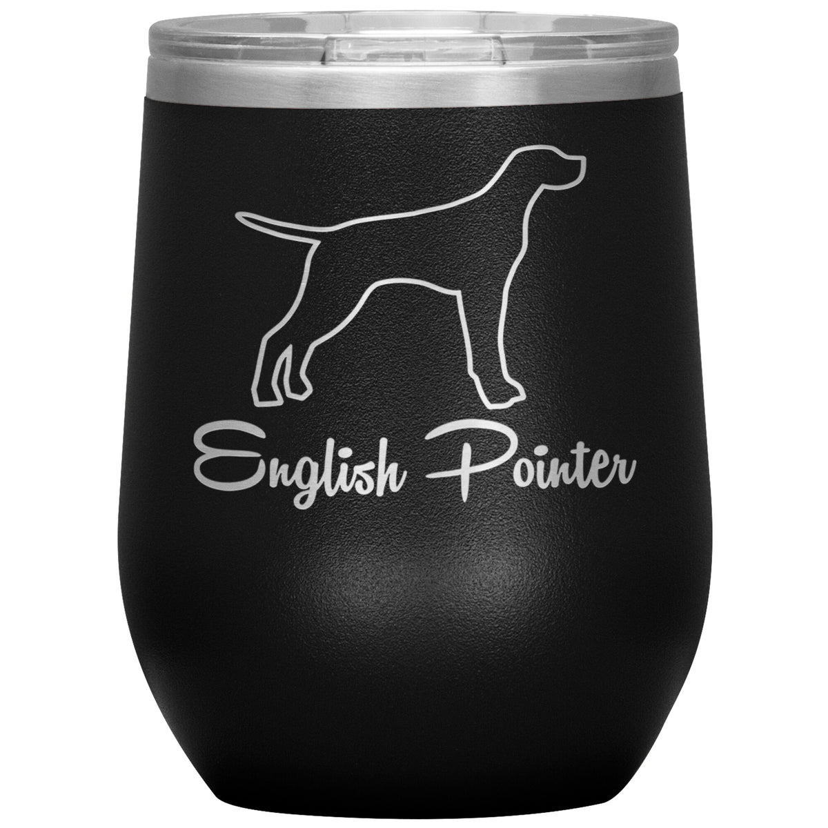 English Pointer Dog Outlined Silhouette 12oz Wine Insulated Tumbler