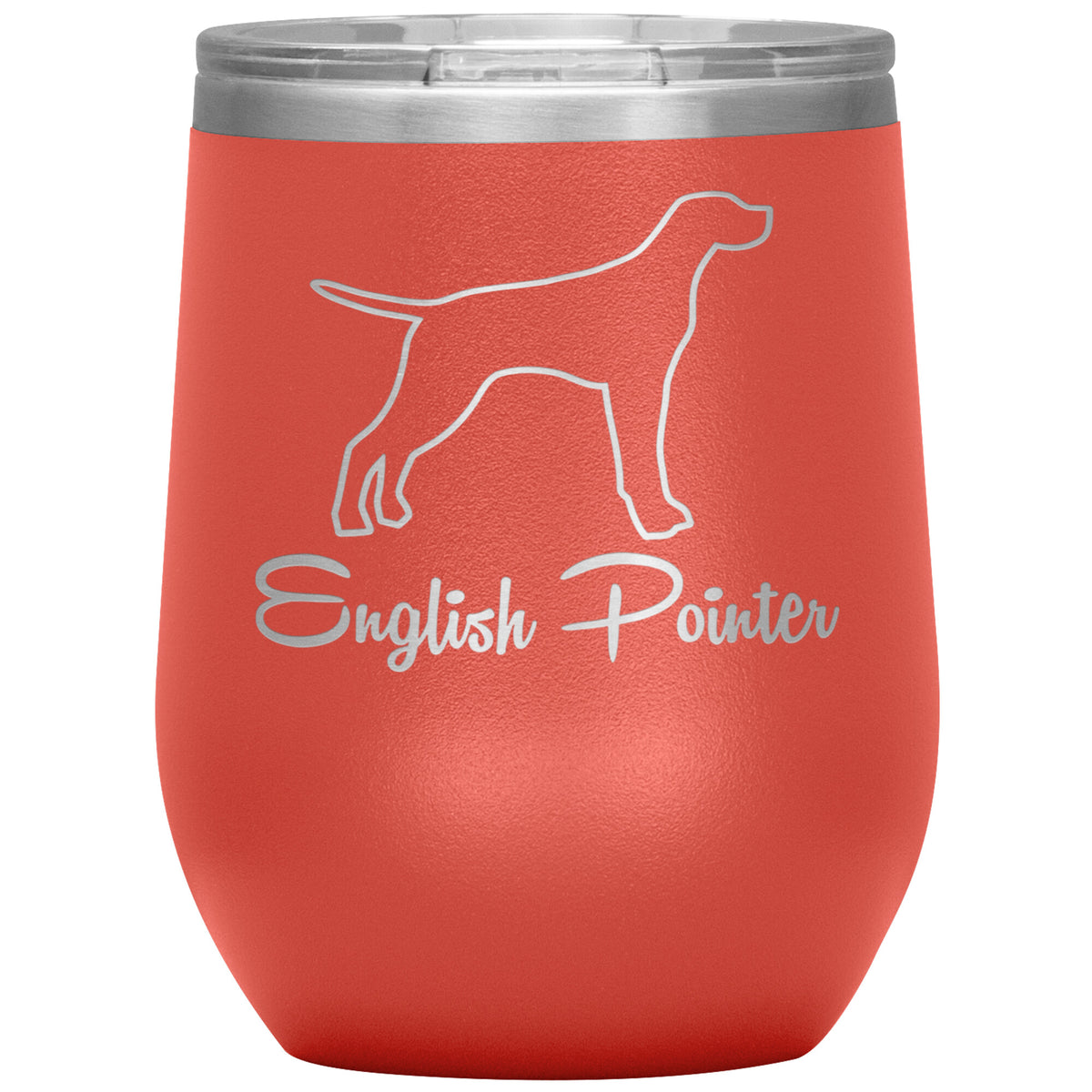 English Pointer Dog Outlined Silhouette 12oz Wine Insulated Tumbler