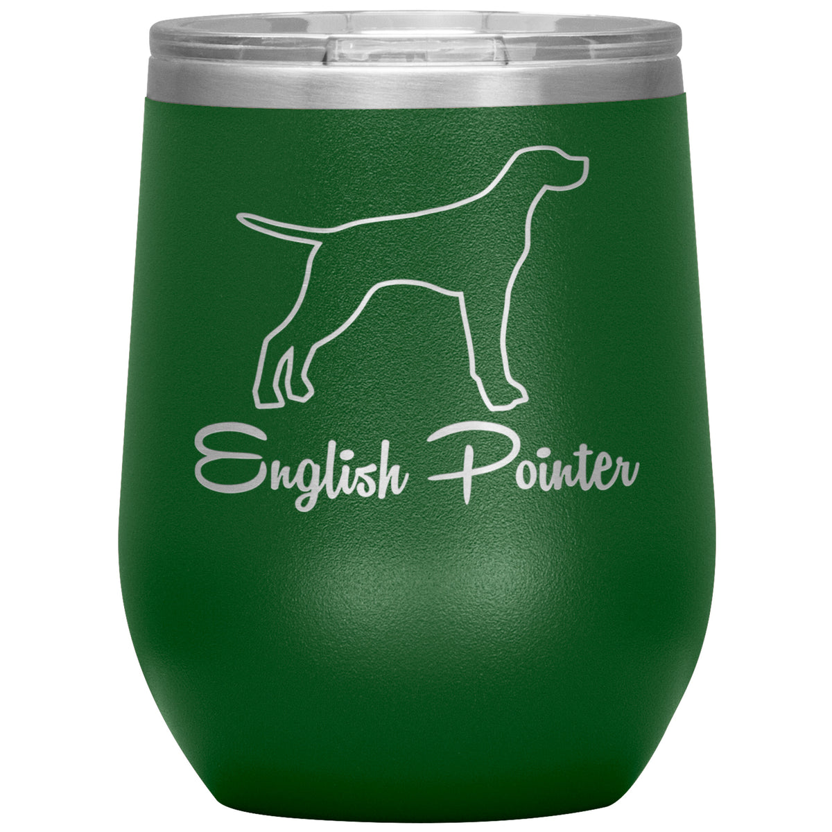 English Pointer Dog Outlined Silhouette 12oz Wine Insulated Tumbler