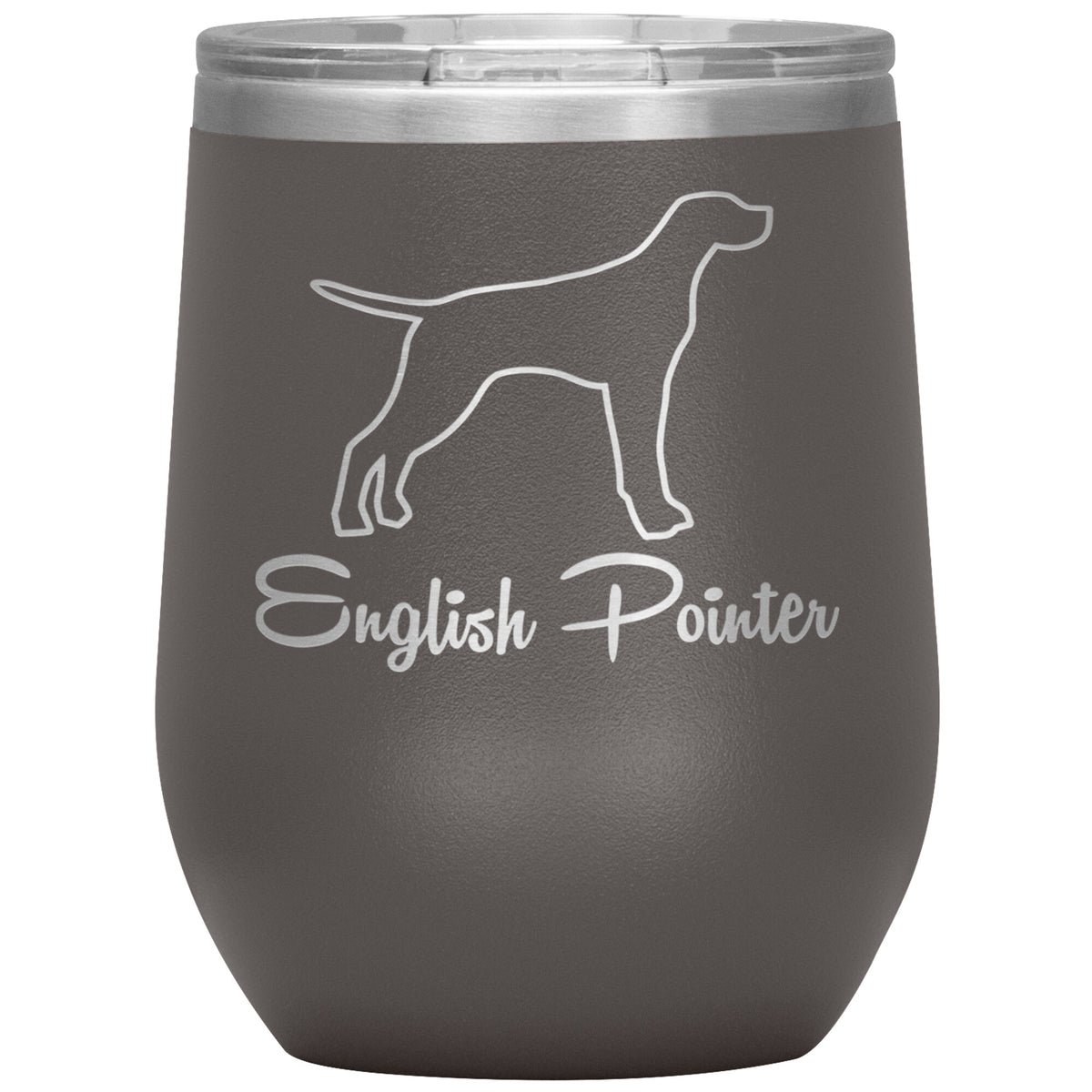 English Pointer Dog Outlined Silhouette 12oz Wine Insulated Tumbler