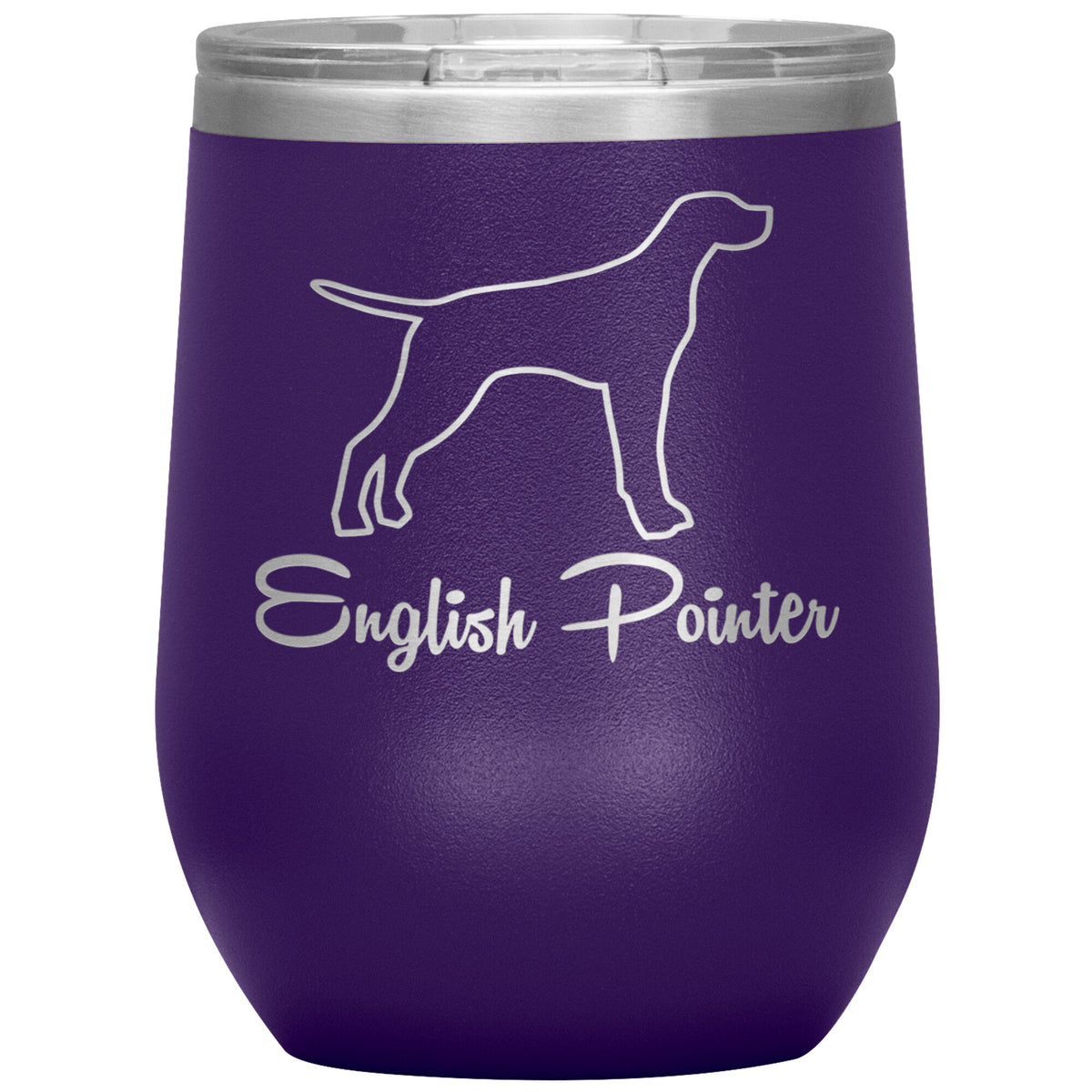 English Pointer Dog Outlined Silhouette 12oz Wine Insulated Tumbler