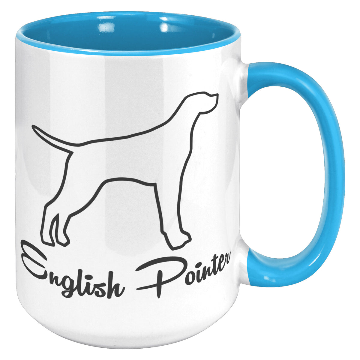 English Pointer Dog Outlined Silhouette 15oz Accent Mug