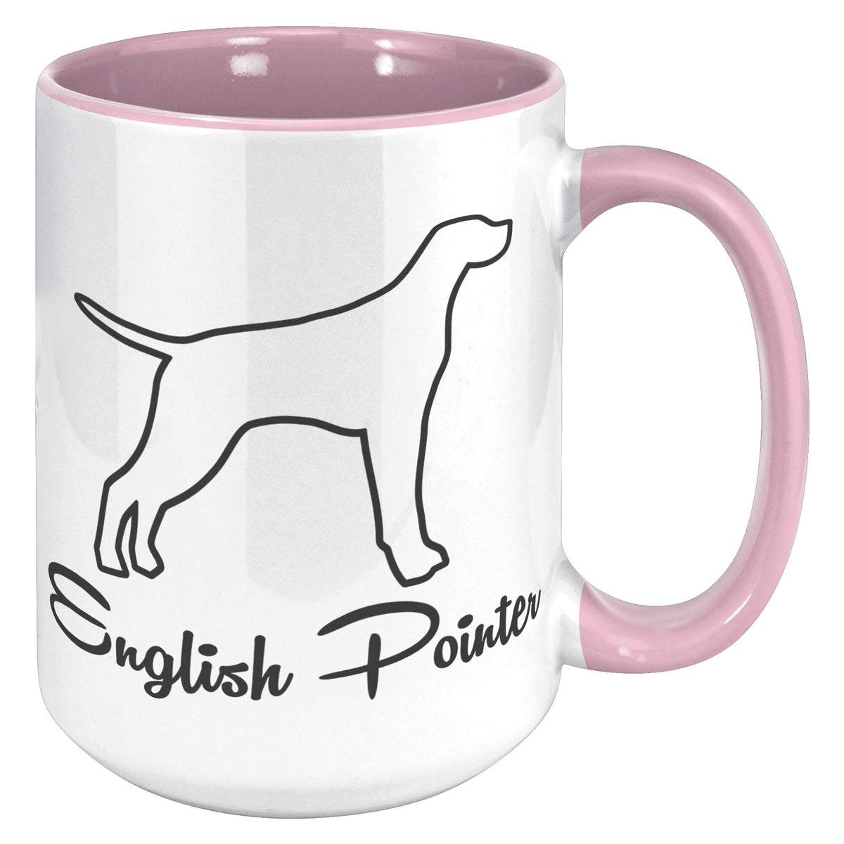 English Pointer Dog Outlined Silhouette 15oz Accent Mug