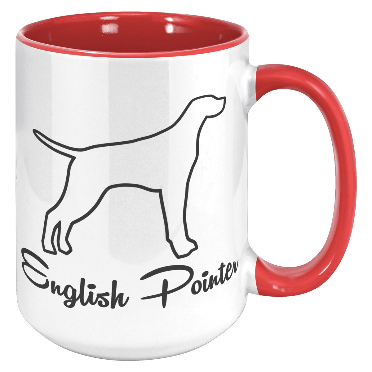 English Pointer Dog Outlined Silhouette 15oz Accent Mug