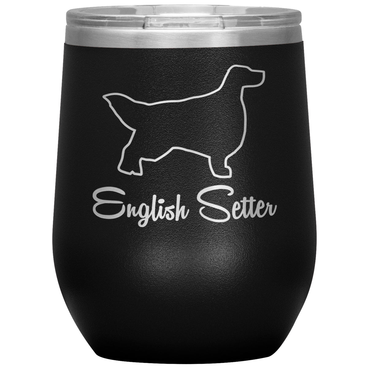 English Setter Dog Outlined Silhouette 12oz Wine Insulated Tumbler