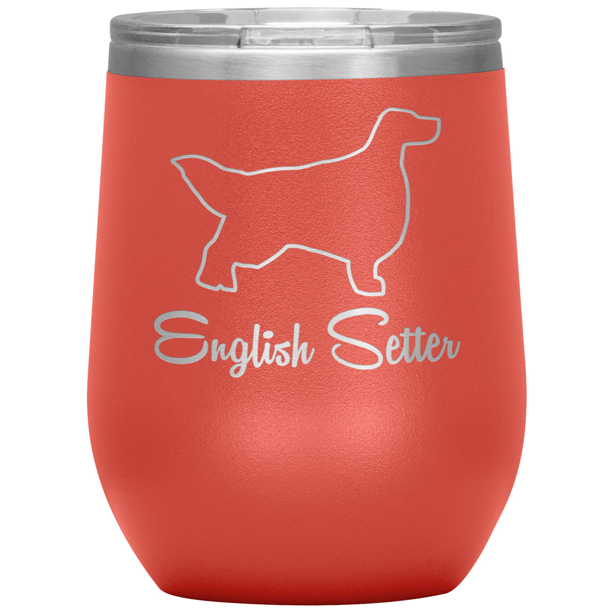 English Setter Dog Outlined Silhouette 12oz Wine Insulated Tumbler