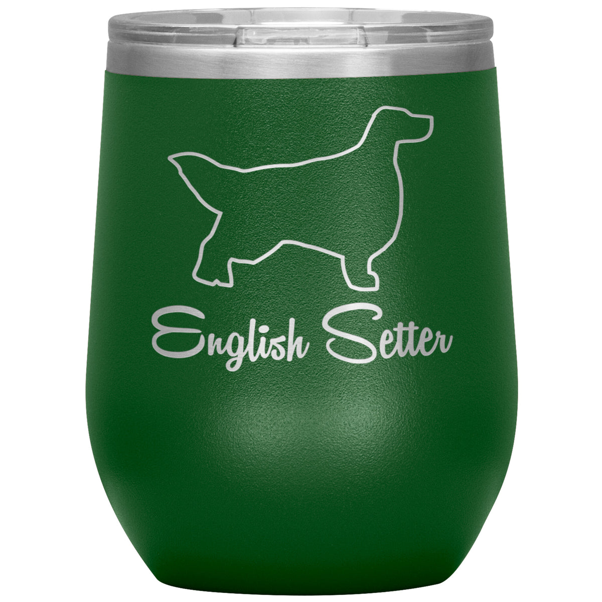 English Setter Dog Outlined Silhouette 12oz Wine Insulated Tumbler