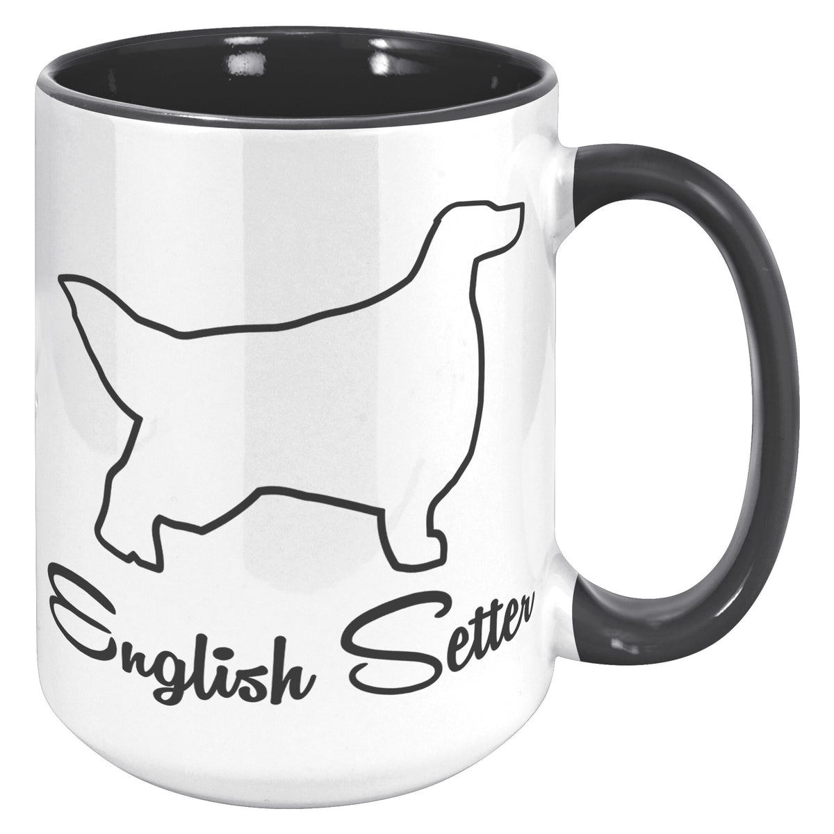 English Setter Dog Outlined Silhouette 15oz Accent Mug