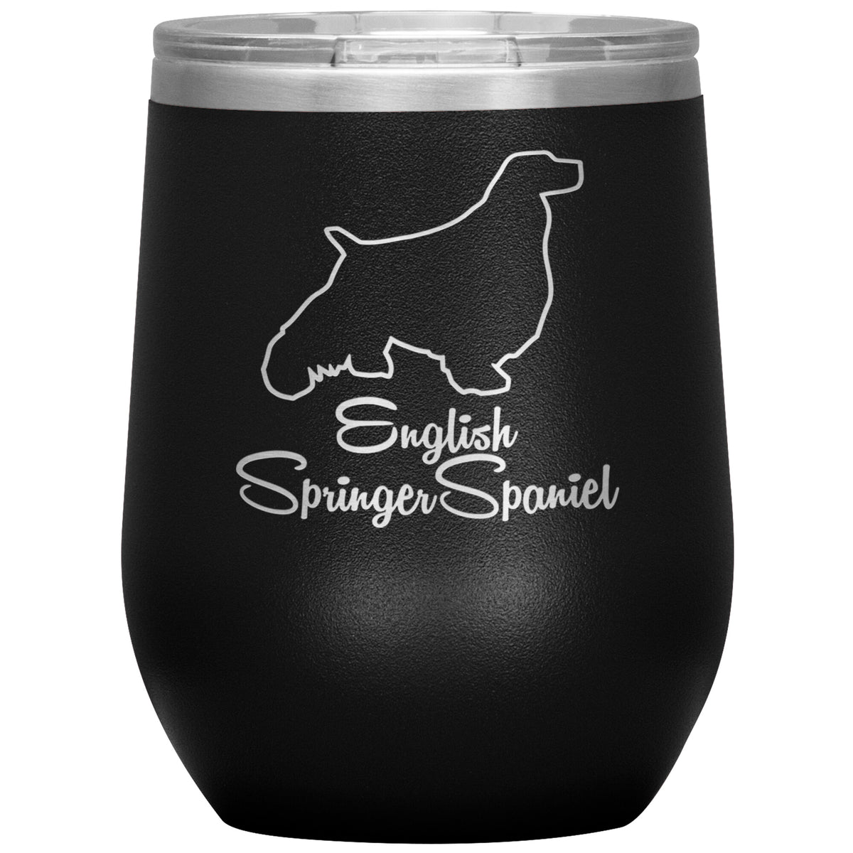 English Springer Spaniel Dog Outlined Silhouette 12oz Wine Insulated Tumbler