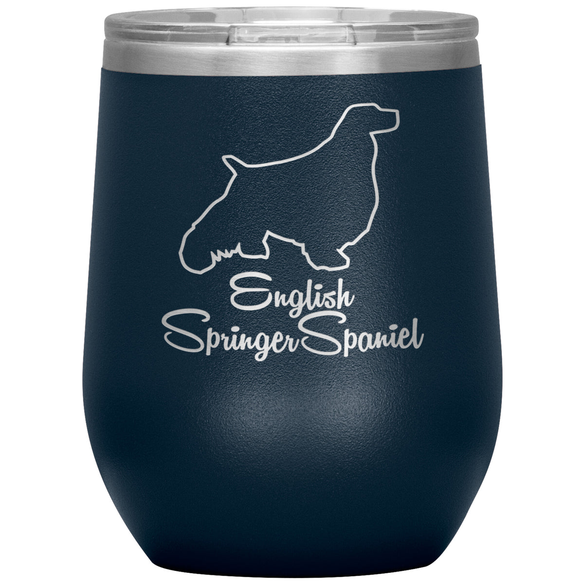 English Springer Spaniel Dog Outlined Silhouette 12oz Wine Insulated Tumbler