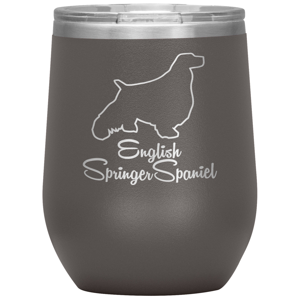 English Springer Spaniel Dog Outlined Silhouette 12oz Wine Insulated Tumbler