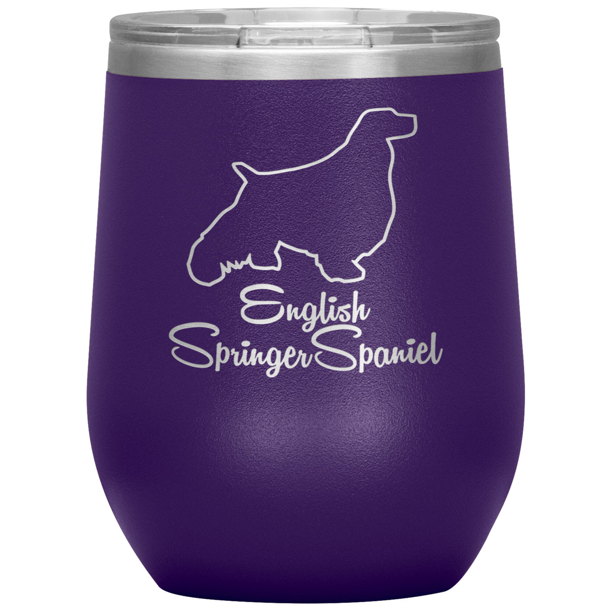 English Springer Spaniel Dog Outlined Silhouette 12oz Wine Insulated Tumbler