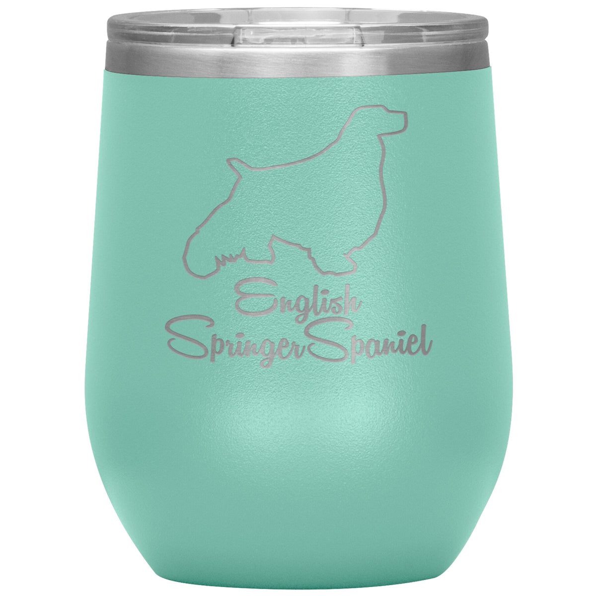 English Springer Spaniel Dog Outlined Silhouette 12oz Wine Insulated Tumbler