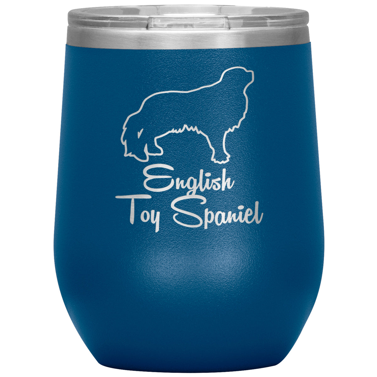 English Toy Spaniel Dog Outlined Silhouette 12oz Wine Insulated Tumbler