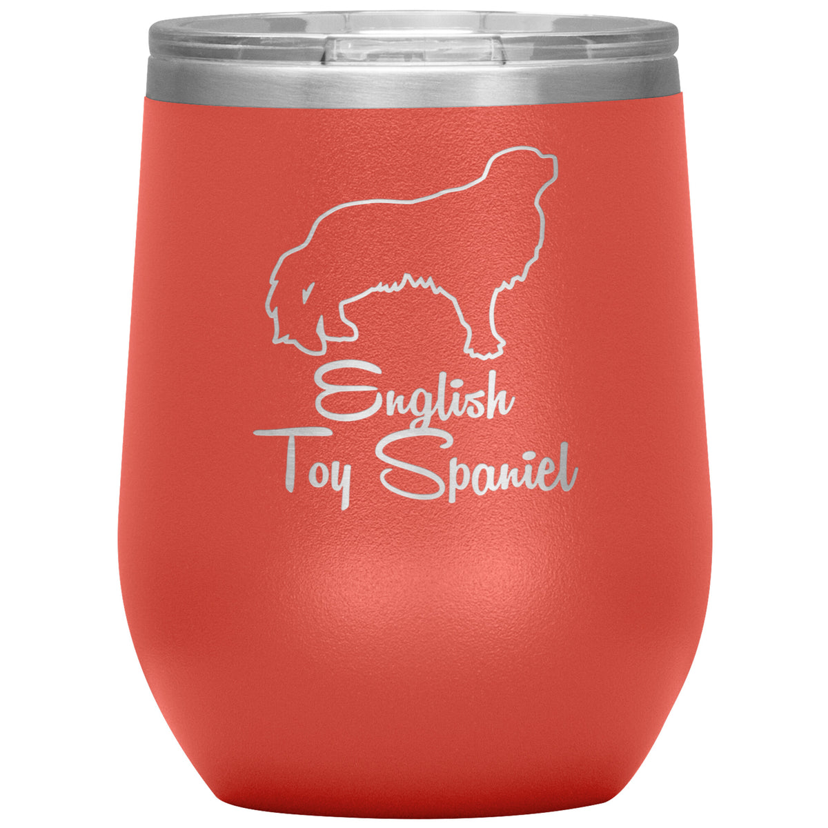 English Toy Spaniel Dog Outlined Silhouette 12oz Wine Insulated Tumbler