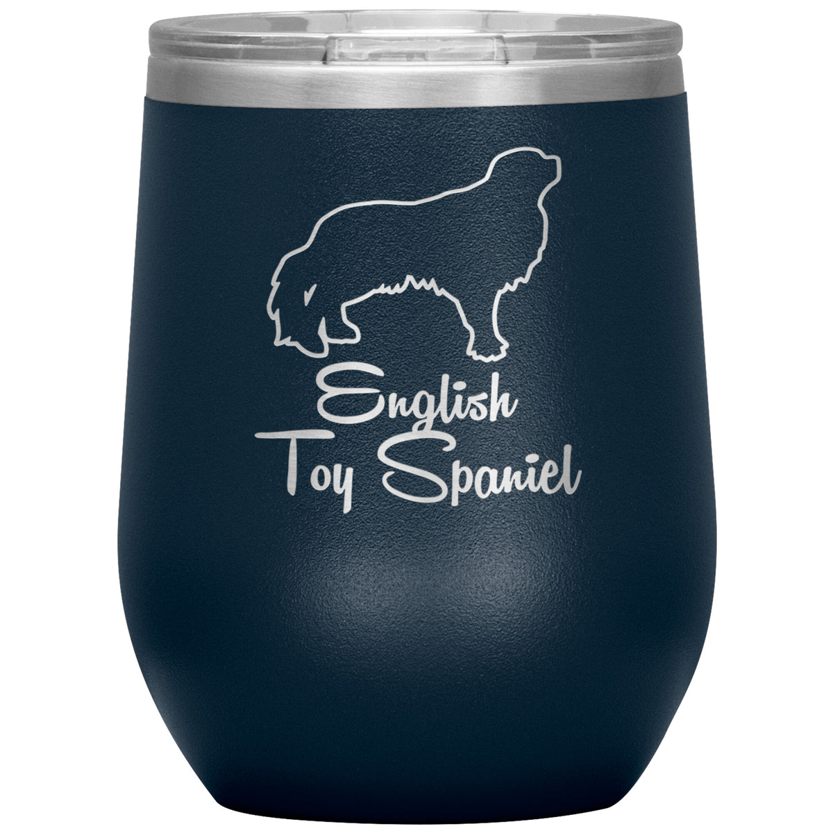 English Toy Spaniel Dog Outlined Silhouette 12oz Wine Insulated Tumbler