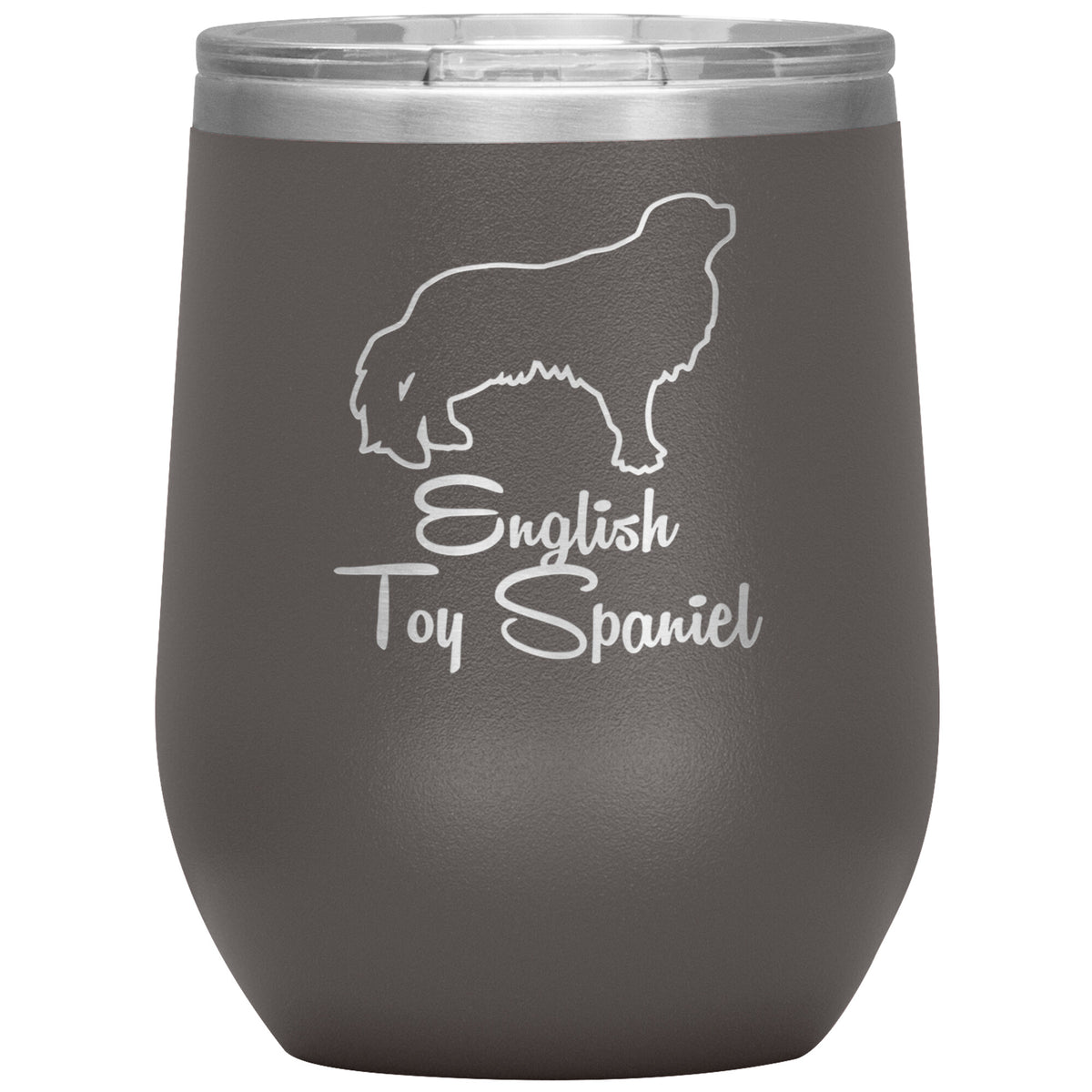 English Toy Spaniel Dog Outlined Silhouette 12oz Wine Insulated Tumbler