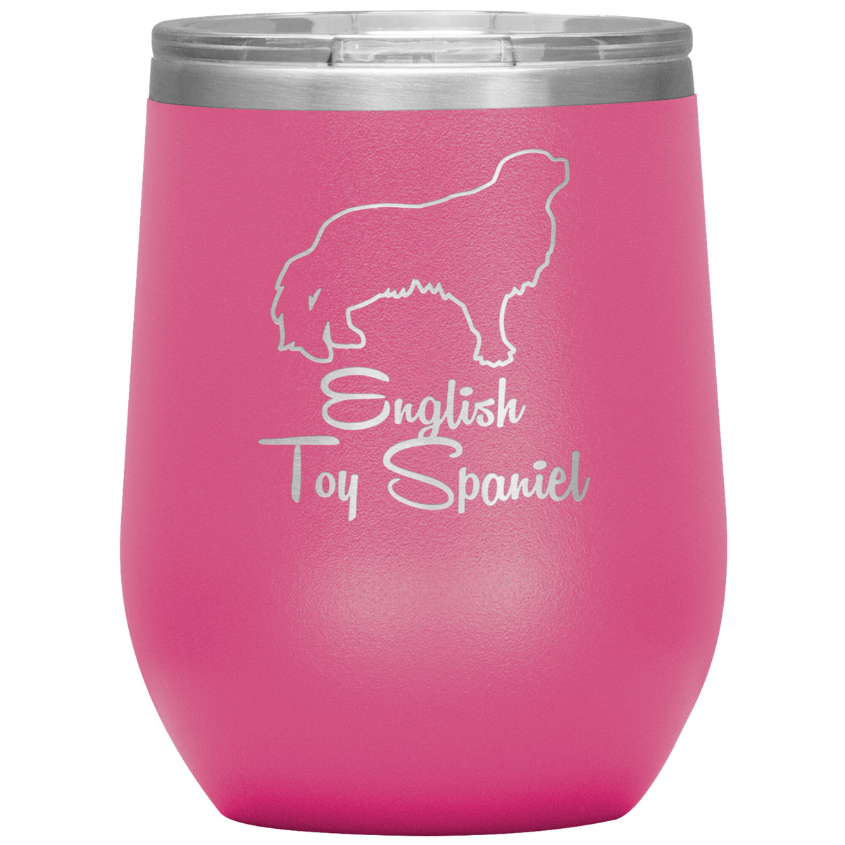English Toy Spaniel Dog Outlined Silhouette 12oz Wine Insulated Tumbler