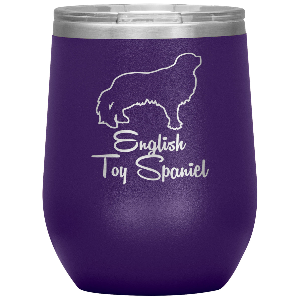 English Toy Spaniel Dog Outlined Silhouette 12oz Wine Insulated Tumbler