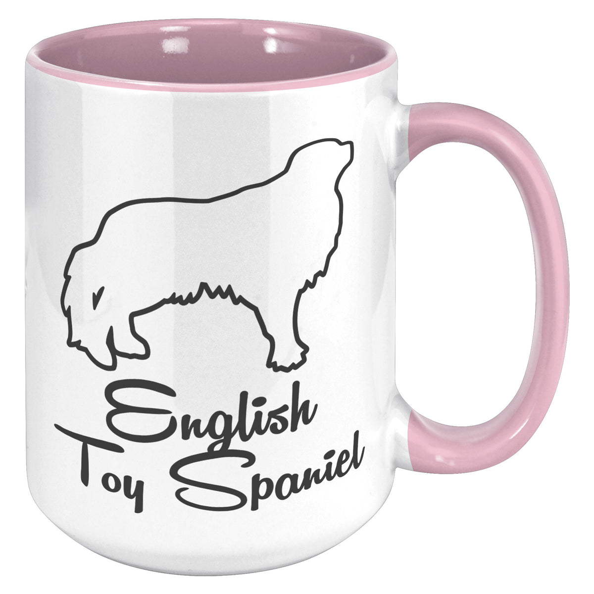 English Toy Spaniel Dog Outlined Silhouette 15oz Accent Mug