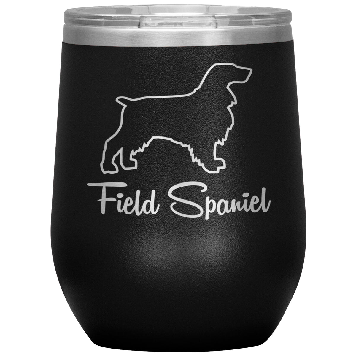 Field Spaniel Dog Outlined Silhouette 12oz Wine Insulated Tumbler