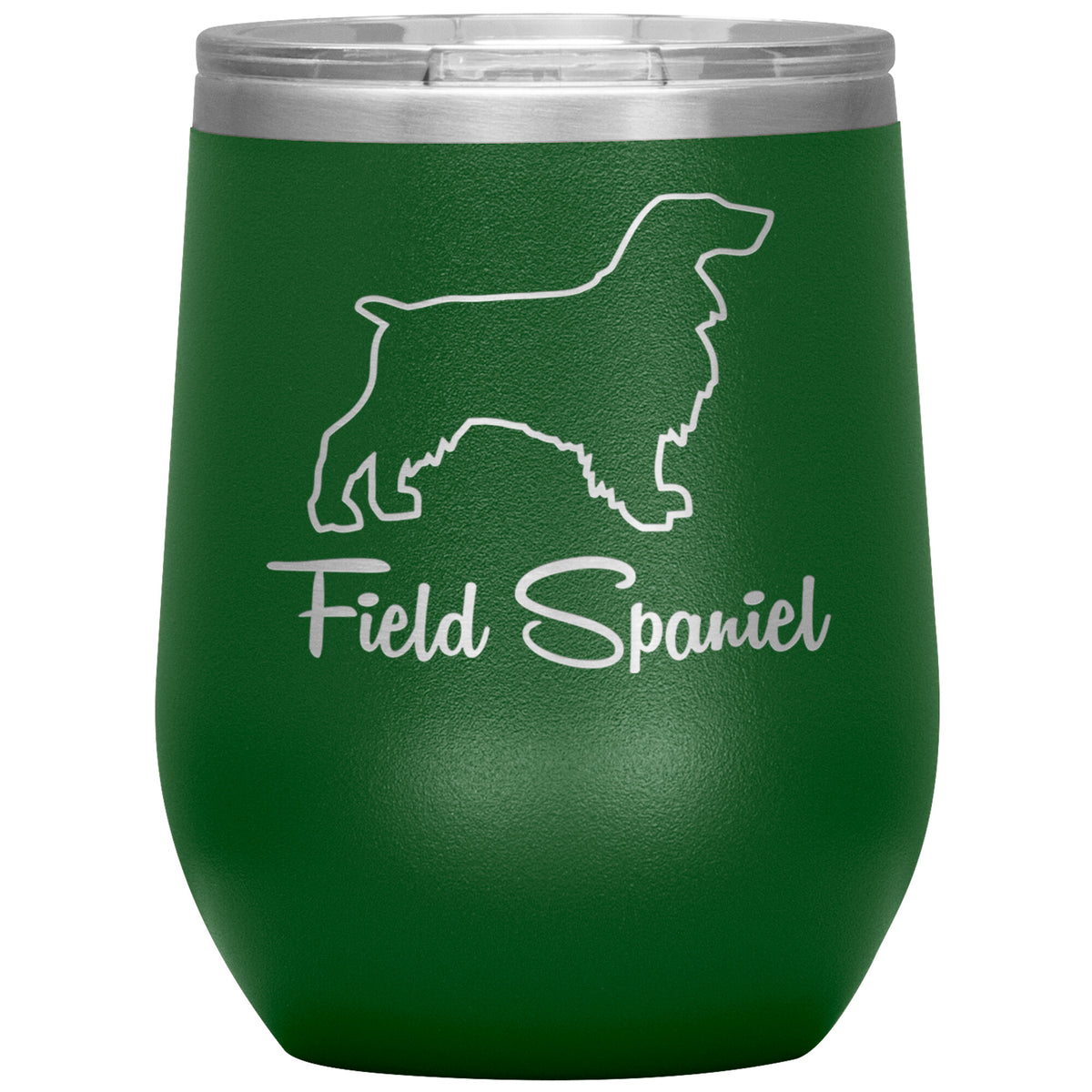 Field Spaniel Dog Outlined Silhouette 12oz Wine Insulated Tumbler