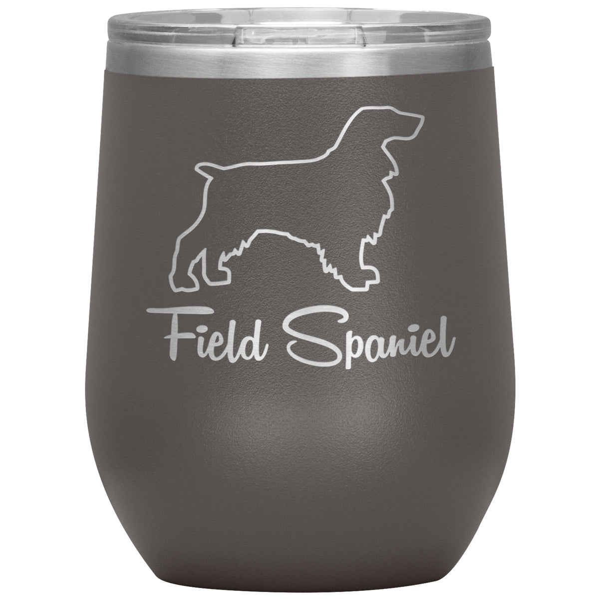 Field Spaniel Dog Outlined Silhouette 12oz Wine Insulated Tumbler