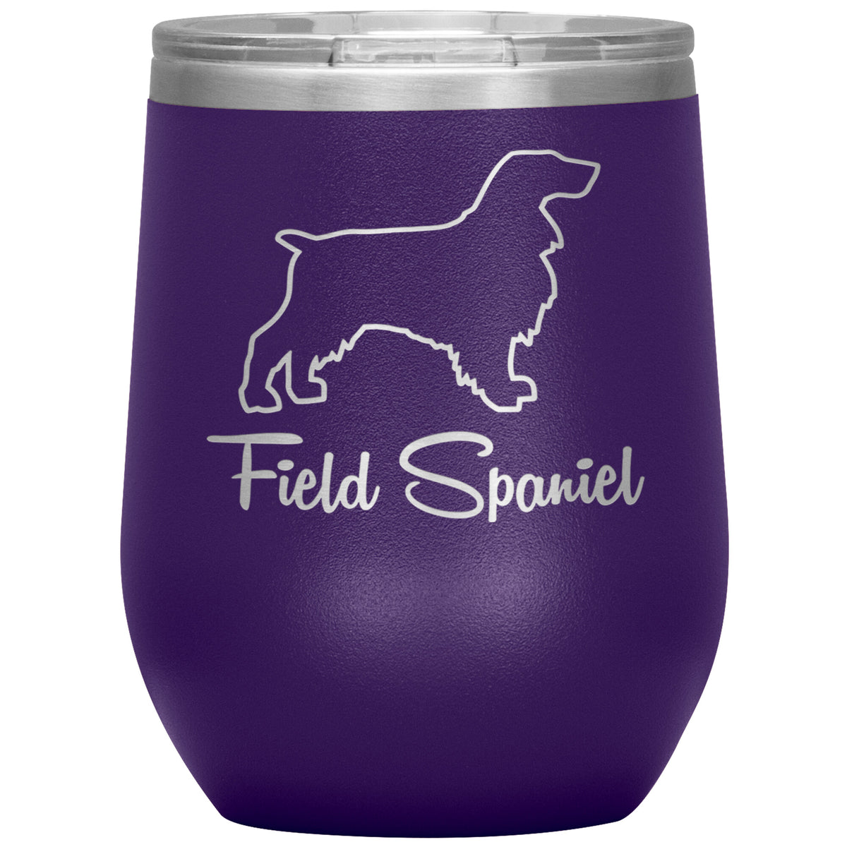 Field Spaniel Dog Outlined Silhouette 12oz Wine Insulated Tumbler