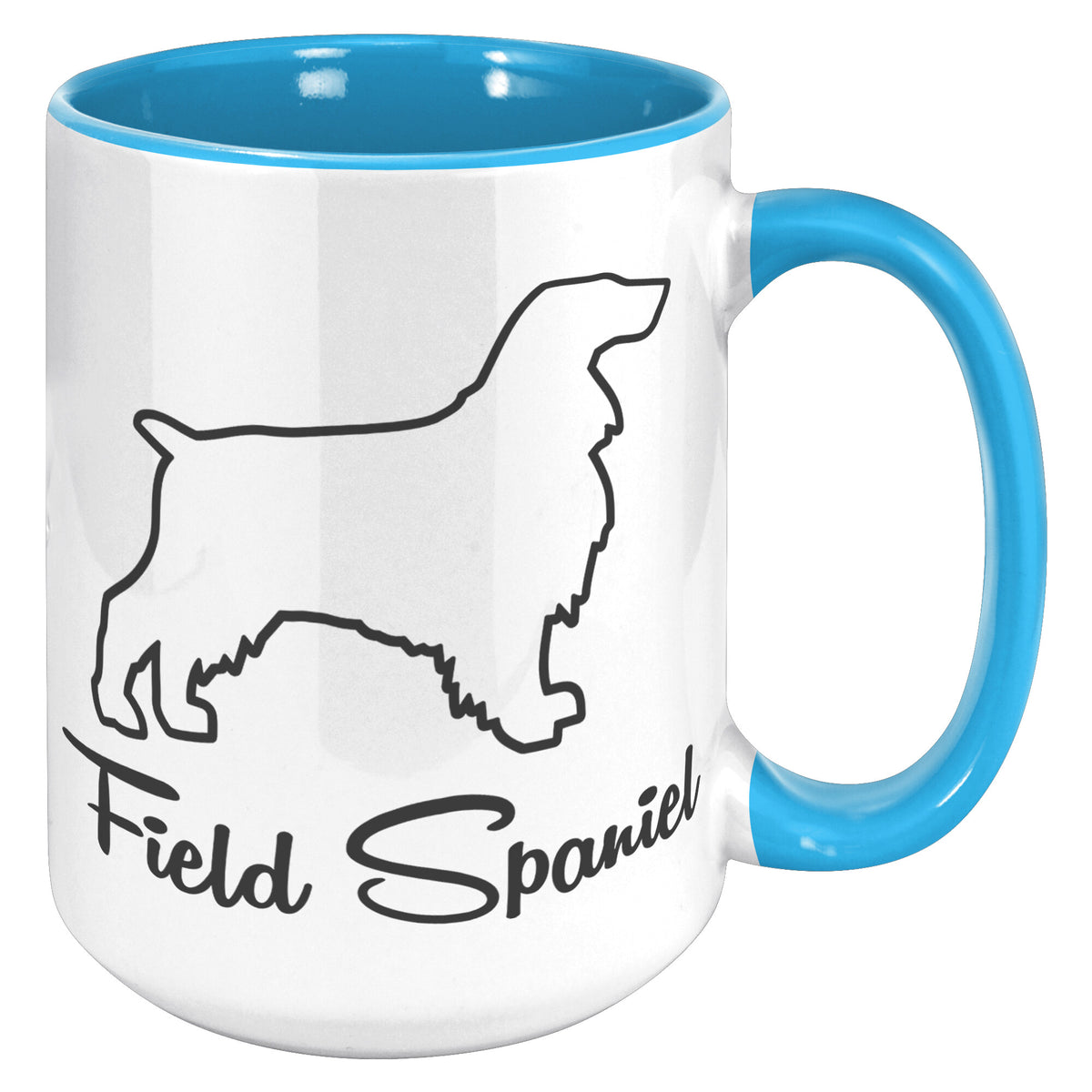 Field Spaniel Dog Outlined Silhouette 15oz Accent Mug