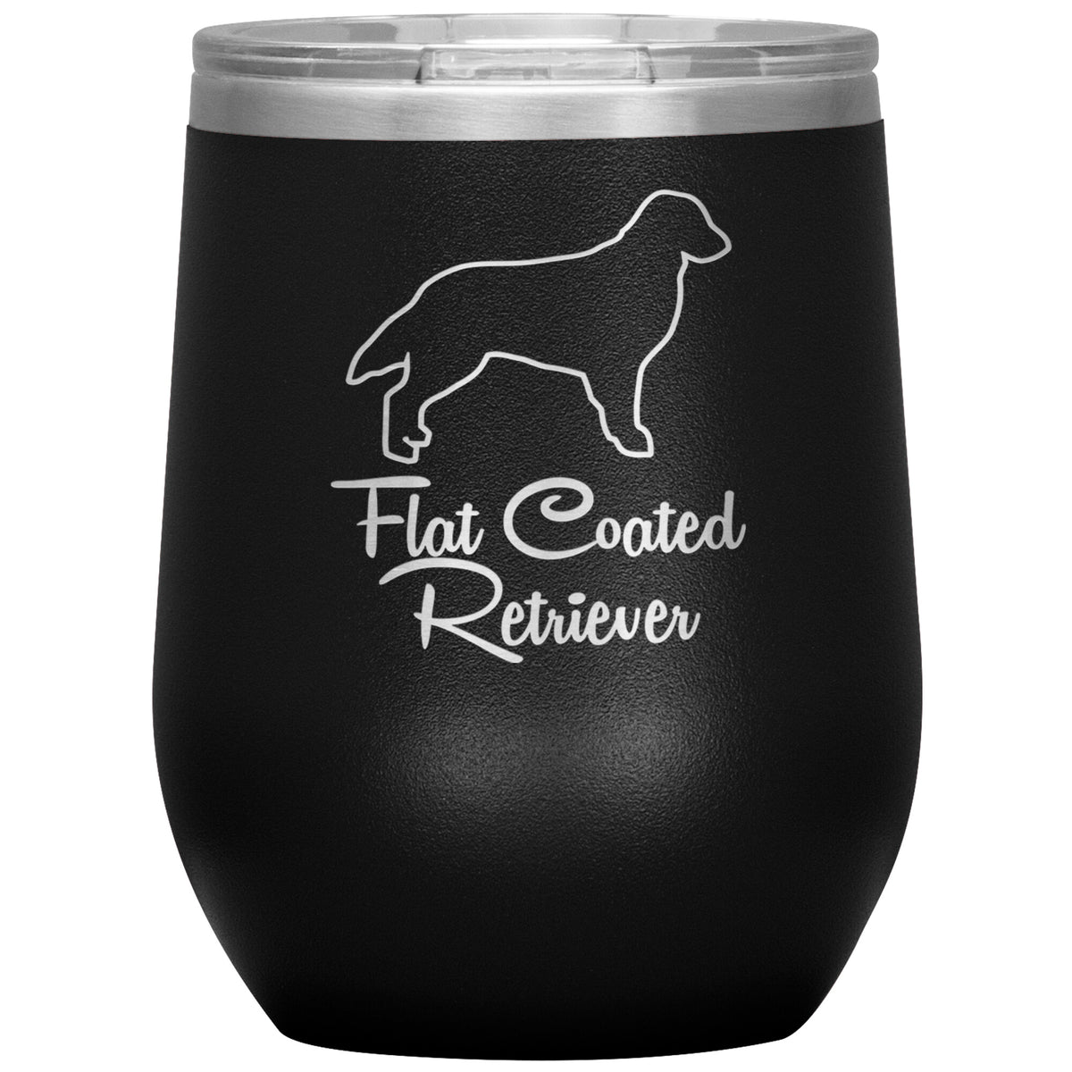 Flat Coated Retriever Dog Outlined Silhouette 12oz Wine Insulated Tumbler