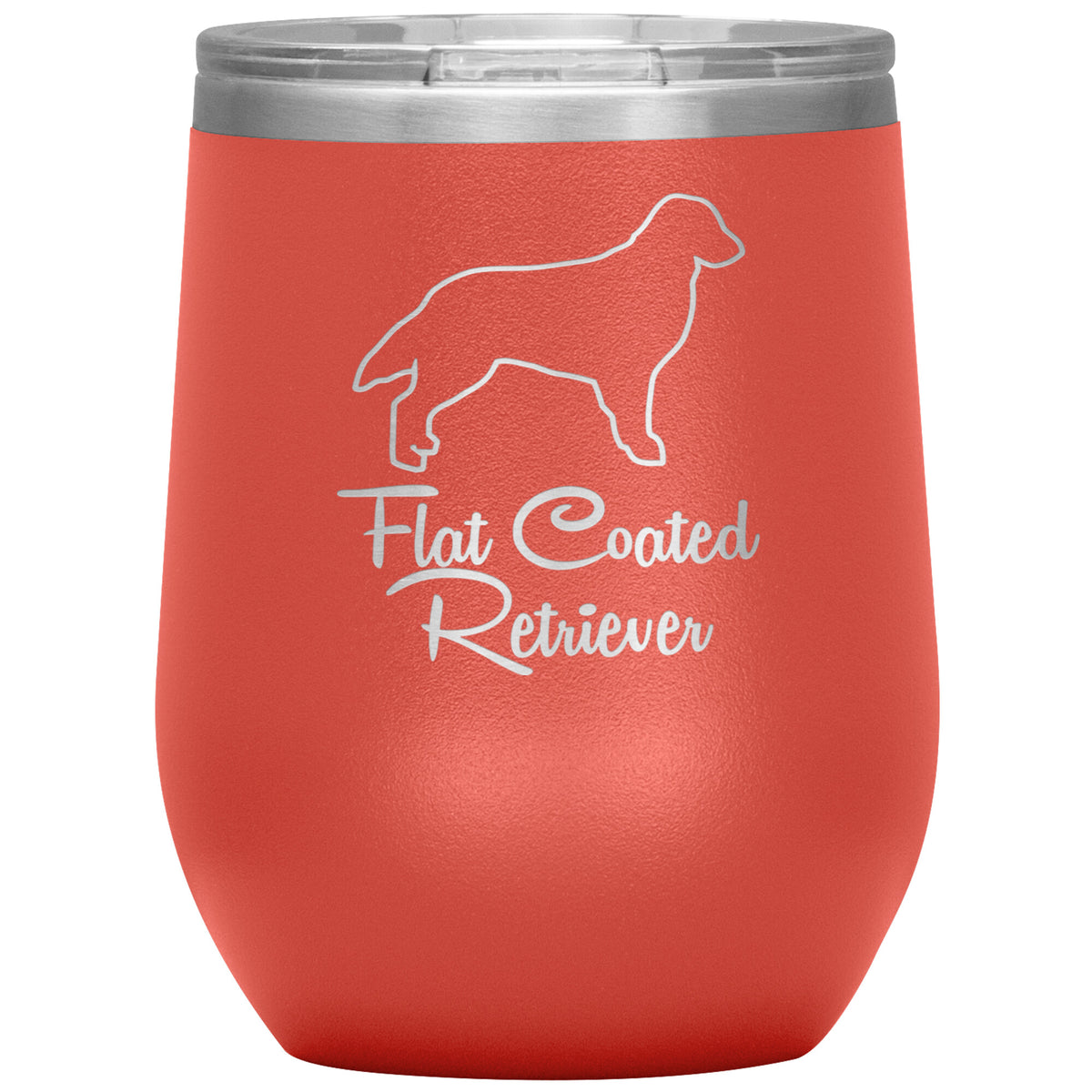 Flat Coated Retriever Dog Outlined Silhouette 12oz Wine Insulated Tumbler